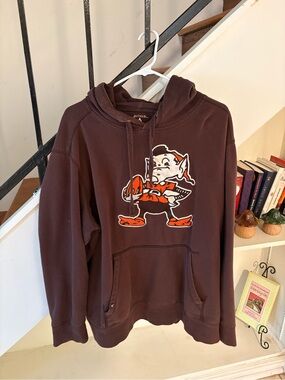 Vintage Cleveland Browns Hoodie XXL Brown NFL Pullover Sweatshirt